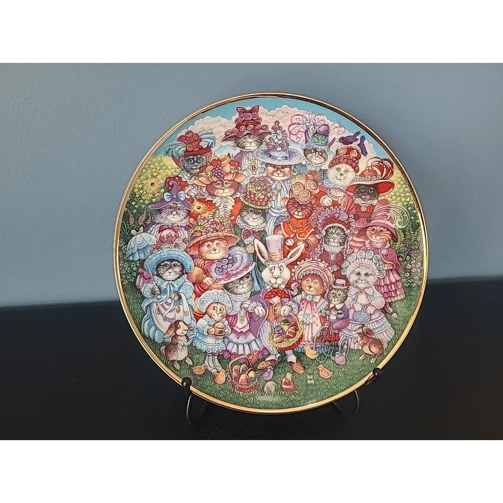 Franklin Mint Collector Plate Cat Easter Purrade Heirloom Ltd Edition B. Bell‎